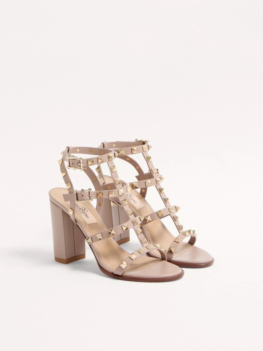 Valentino Garavani Rockstud Pink Ankle Strap Sandal 90 Mm size 39